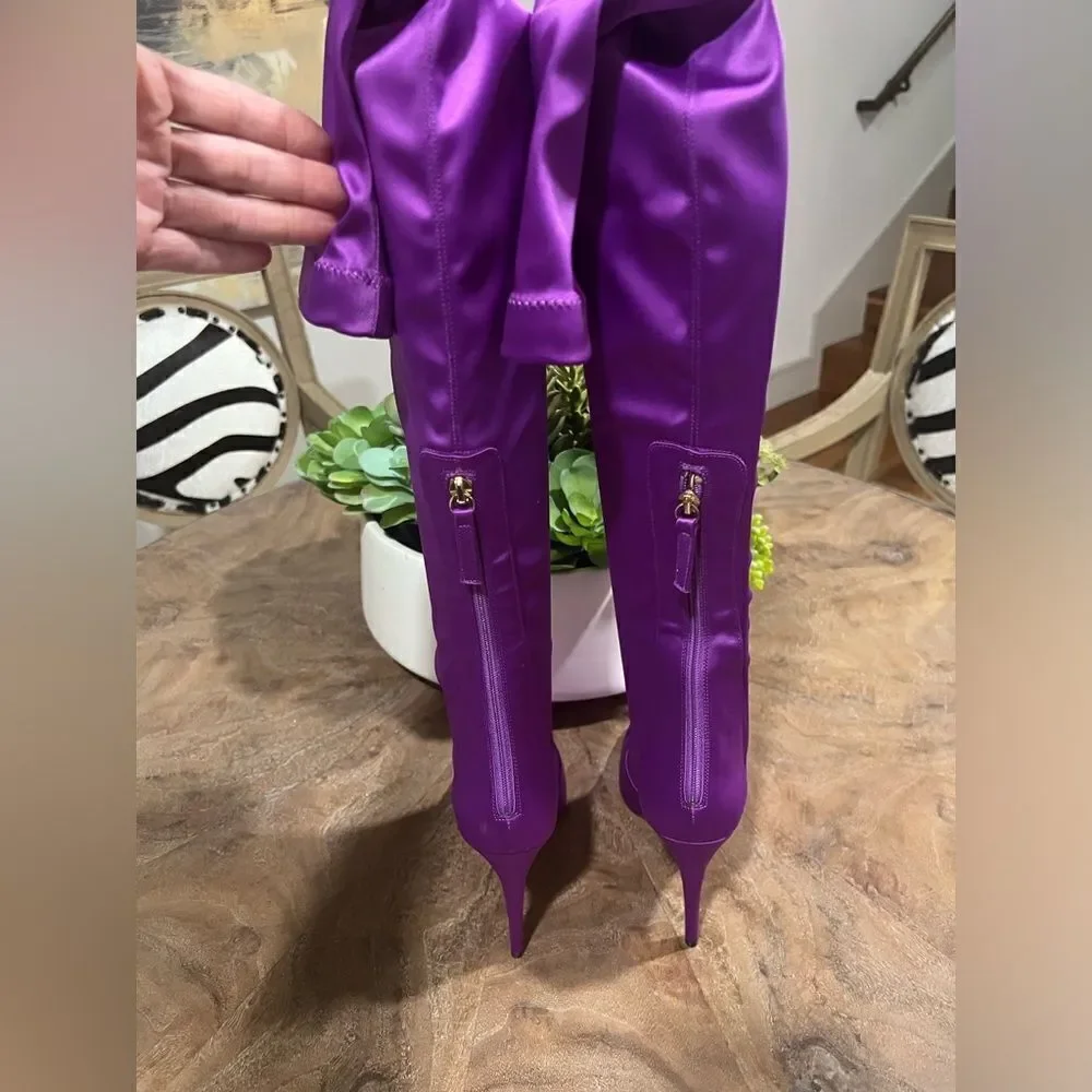 Aquazurra Satin over the knee boots size 38 (US size 7.5) NWT